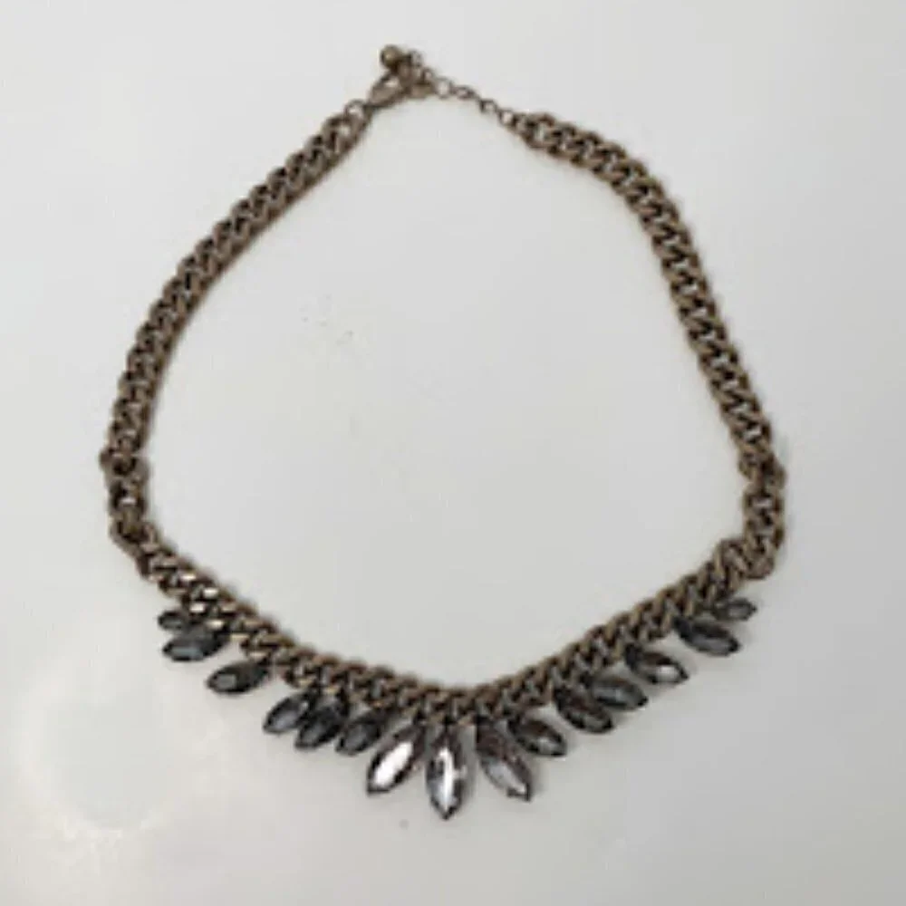 Marquis Cut Rhinestone Statement Choker Necklace